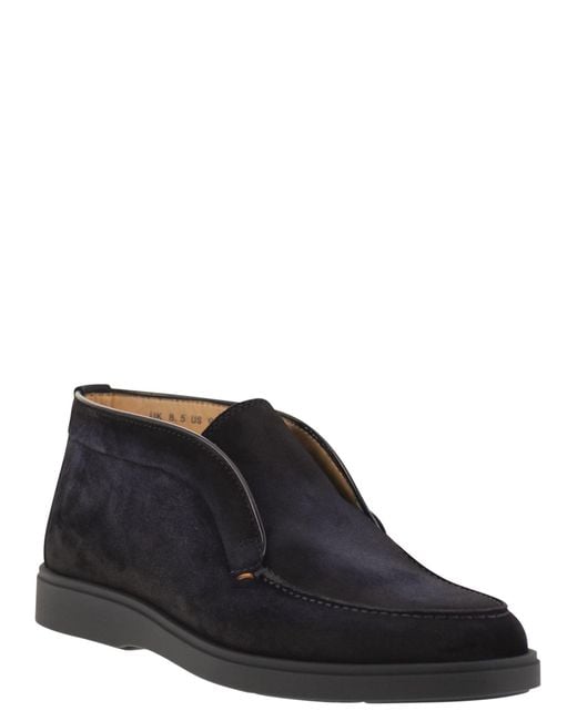 Santoni White Suede Leather Desert Boot for men