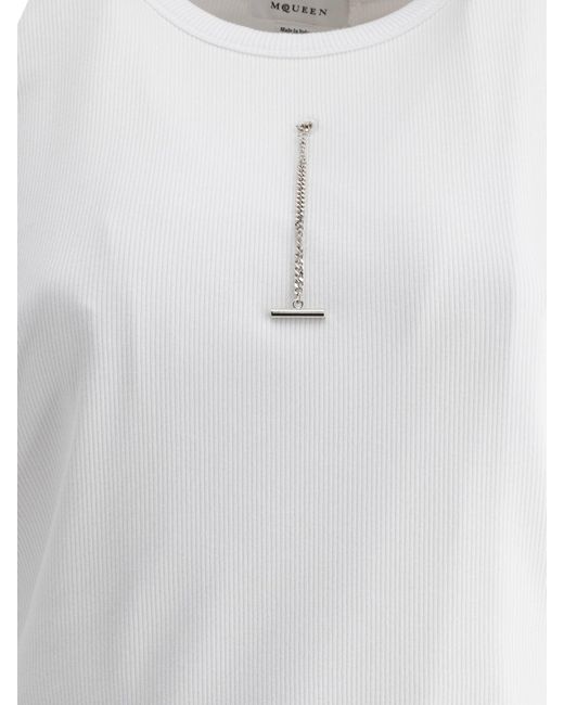 Alexander McQueen White Alexander MC Queen Ribbed Top