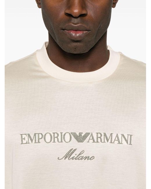 Emporio Armani White Crewneck Logo T-Shirt for men