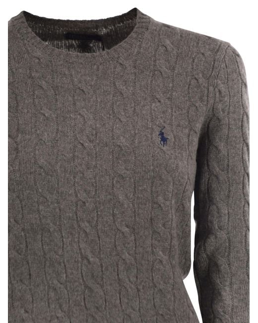 Polo Ralph Lauren Gray Plaited Wool And Cashmere Crew-Neck