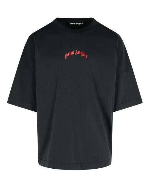 Palm Angels Schwarzes Baumwoll -T -Shirt in Black für Herren