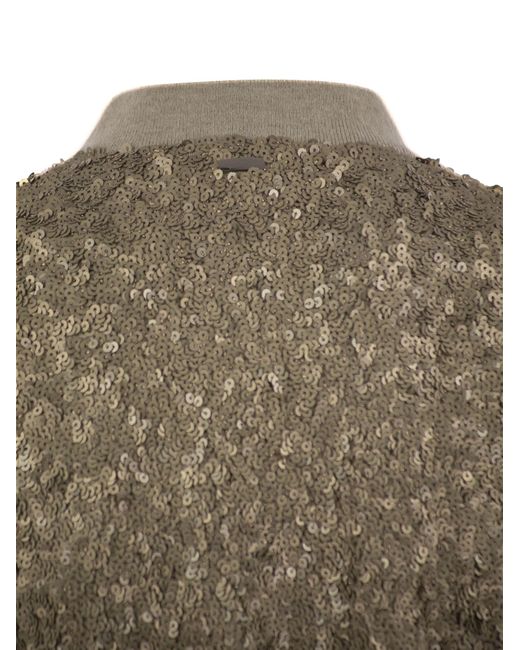 Herno Brown Bomber Jacket With Sequins