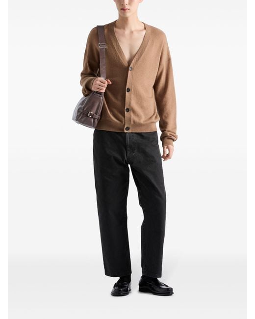Prada Black Triangle Logo Wide Leg Jeans for men