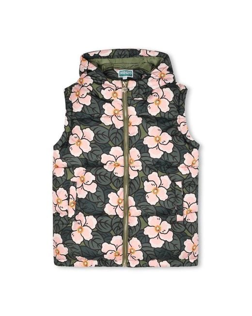 KENZO Gray Down Jacket With Removable Sleeves