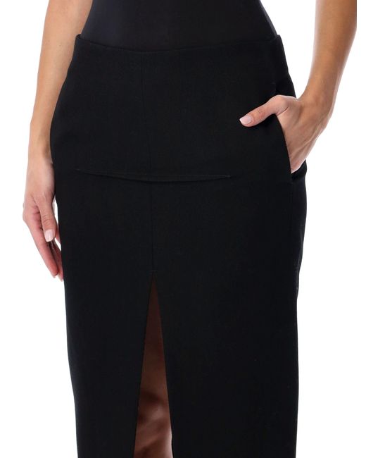 Rick Owens Black Long Sliced Skirt