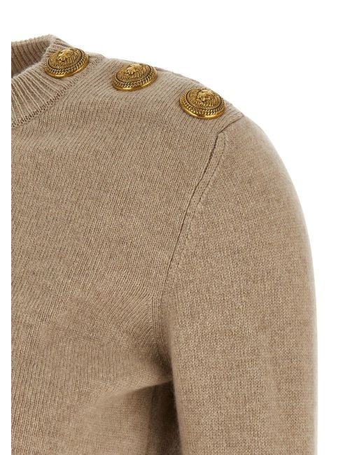 Balmain Natural Eco-Cashmere Button Sweater
