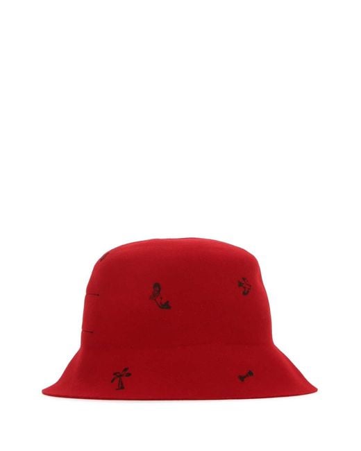 SUPERDUPER Red Felt Freya Bucket Hat for men