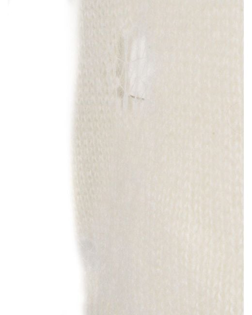 Fabiana Filippi Natural Lightweight Mohair Blend Sweater With Openwork Design