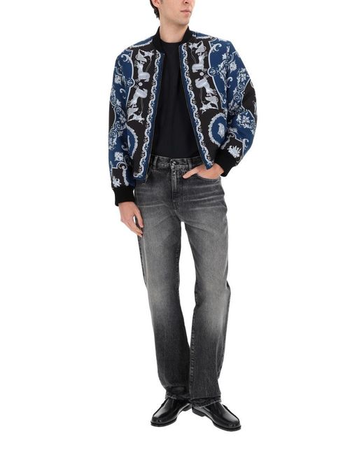 Versace Black Solid Mock Collar Jacket for men