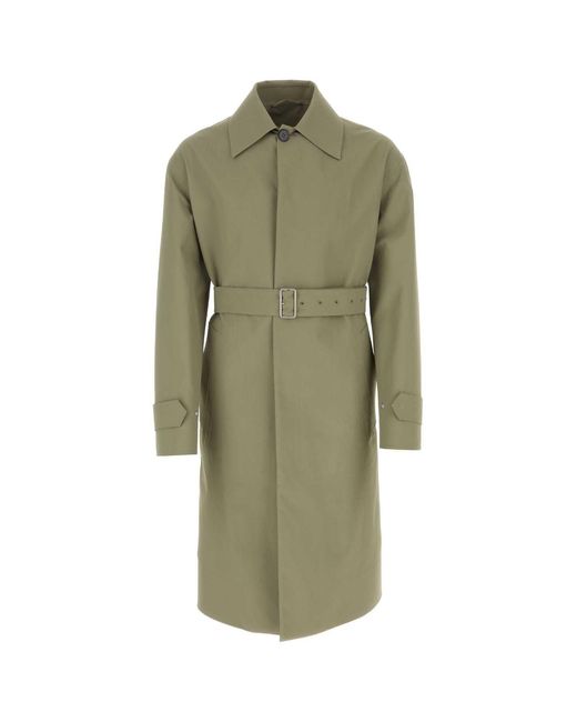 Jil Sander Army Green Cotton Trench Coat for men
