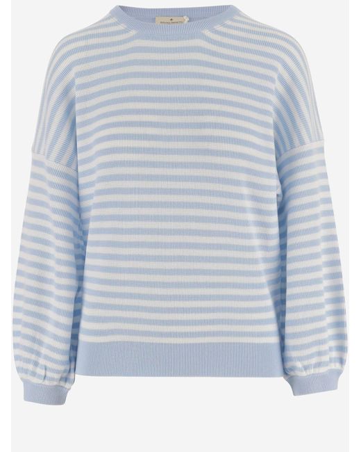 Bruno Manetti Blue Cotton Striped Knit