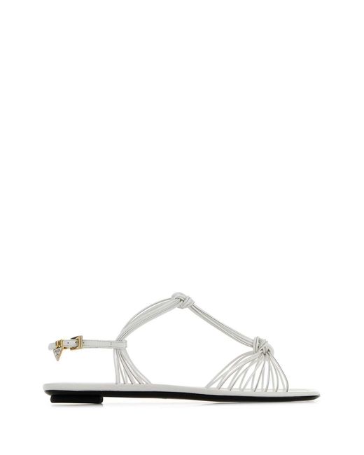 Prada White Solid Sandals