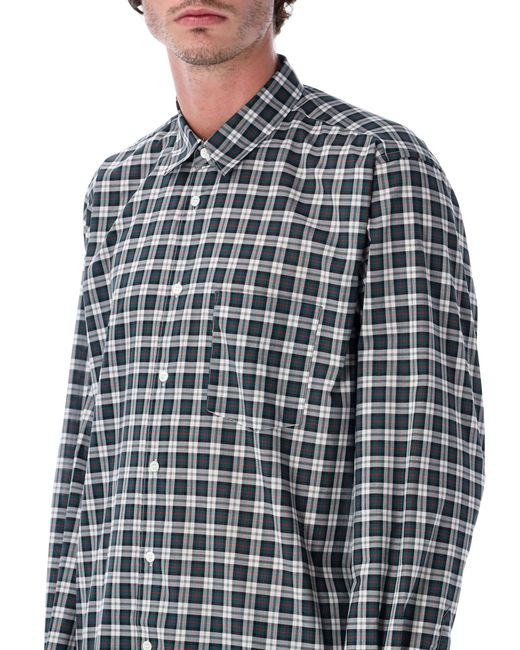 Comme des Garçons Blue Cotton Checked Long Sleeve Shirt for men