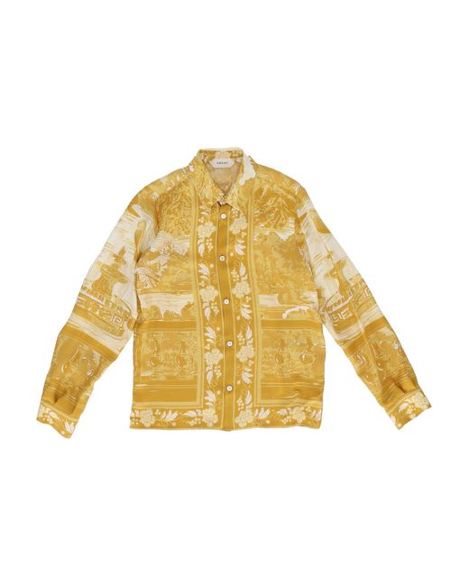 Versace Yellow Formal Shirt Twill Seta The Grotto Kids