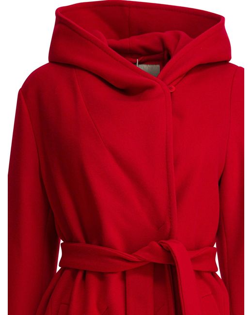 Herno Red Virgin Wool Long Coat Jackets And Coats