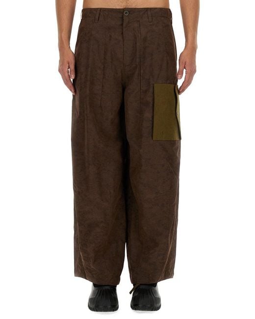 C P Company Brown Textured Cargo Pants for men