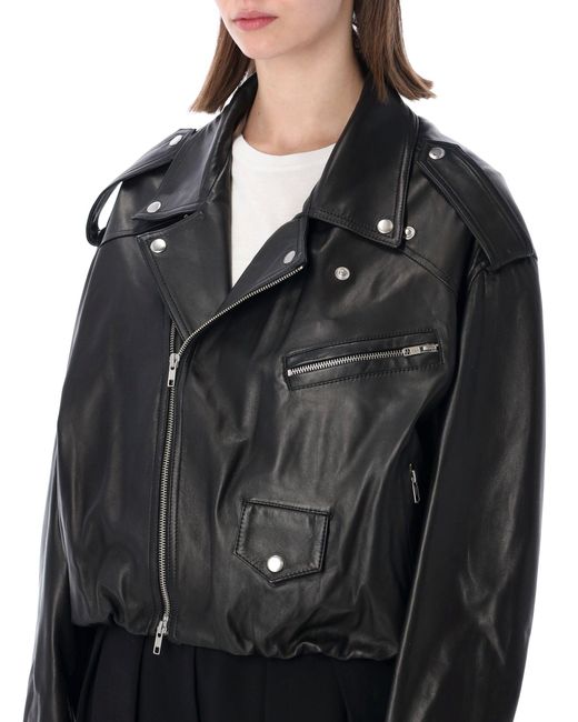 S.W.O.R.D Black Cropped Zip-Front Leather Jacket