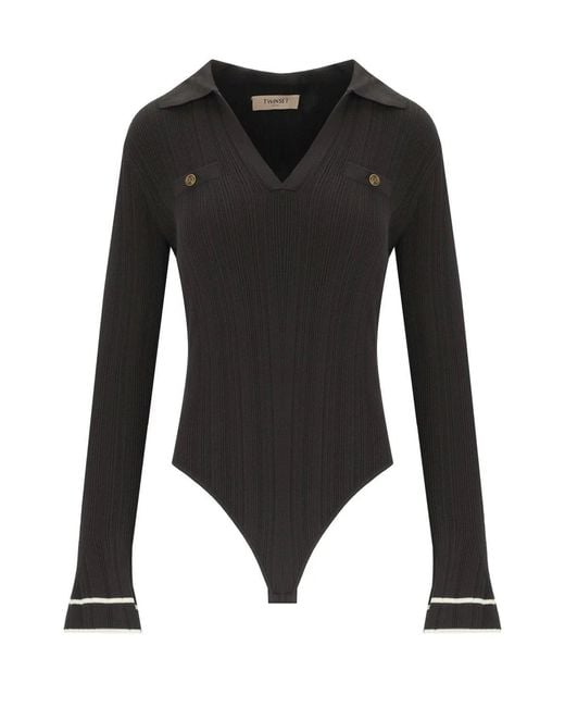 Twinset Black Chocolate Polo Bodysuit
