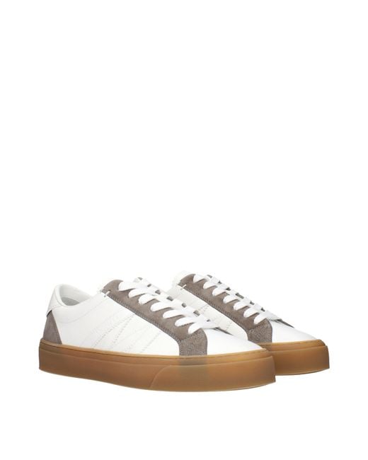 Moncler Natural Monaco2 Leather Sneakers/Taupe for men