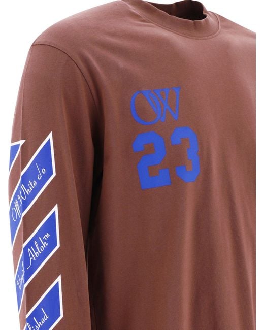 Off-White c/o Virgil Abloh "23 Varsity Skate" T -Shirt in Brown für Herren