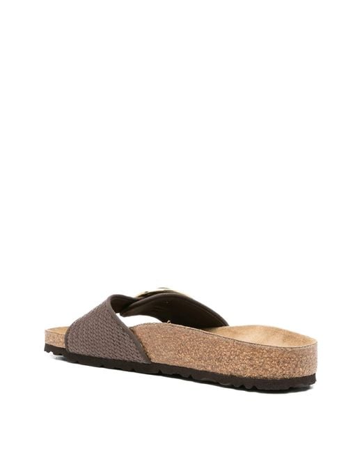 Birkenstock White Madrid Big Buckle Carafe, Raffia