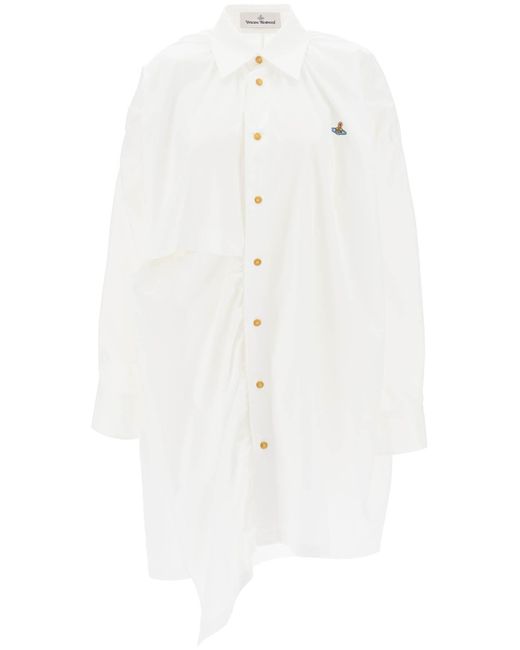 Vivienne Westwood White Gibbon Asymmetrisches Hemdkleid mit Ausschnitten