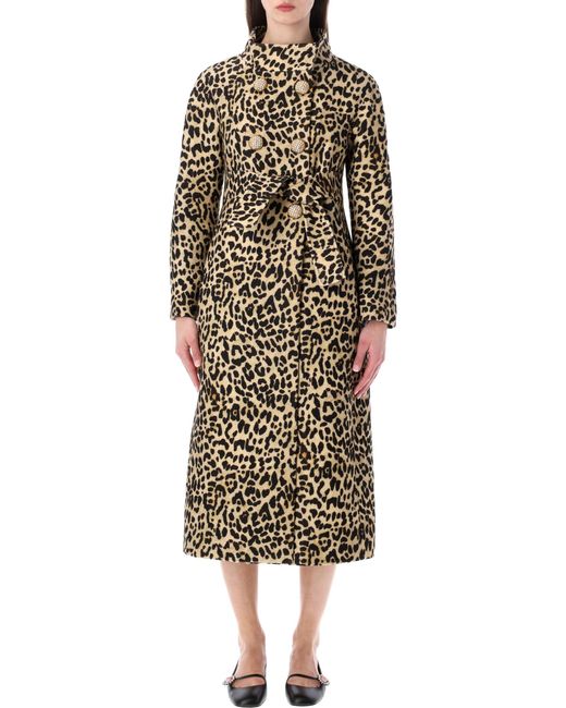 Valentino Garavani Brown Animalier Print Cloth Coat