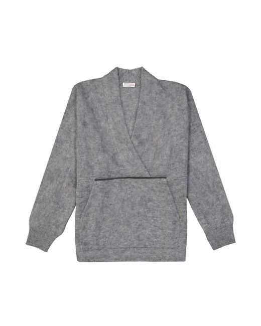 Brunello Cucinelli Gray Mohair Wool Pullover