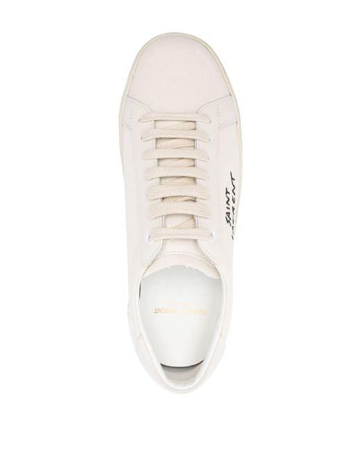 Saint Laurent White Court Classic Canvas Sneakers