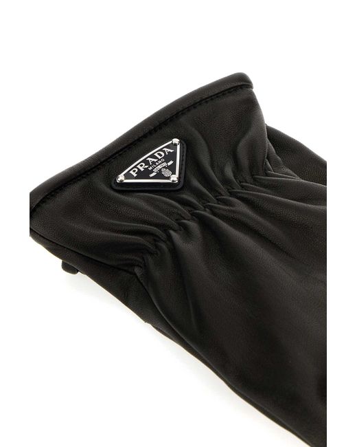 Prada Black Nappa Leather Gloves for men