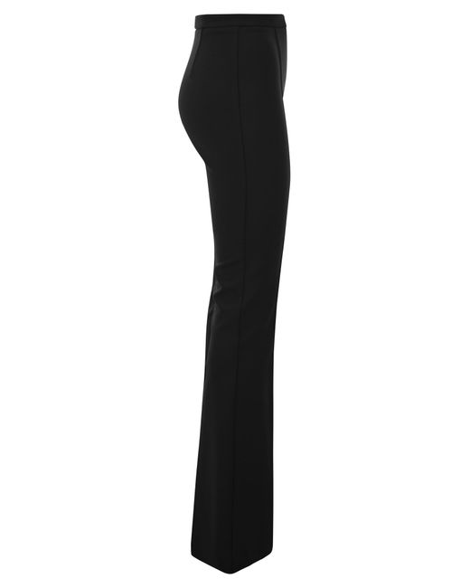 Stretch crêpe pantalon palazzo avec charmes Elisabetta Franchi en coloris Black