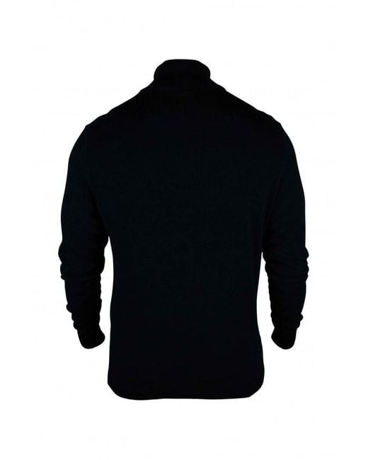 C P Company Blue Fine Knit High-Collar Sweater