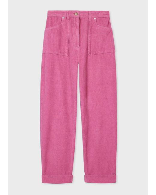 Paul Smith Pink Corduroy Trousers With Barrel Leg Shape