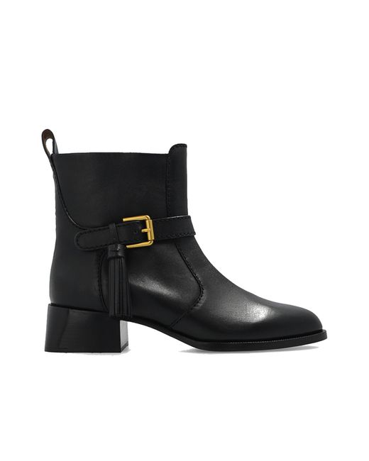 See By Chloé Black Lory Leather Ankle Boots