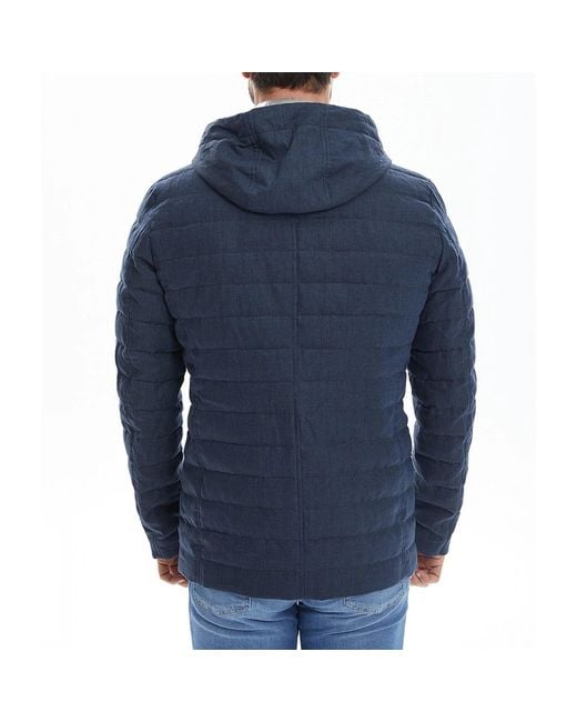Herno Blue Linen Quilted Jacket