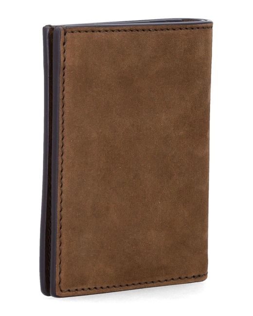 Tom Ford Brown Nubuck Leather Card Holder for men