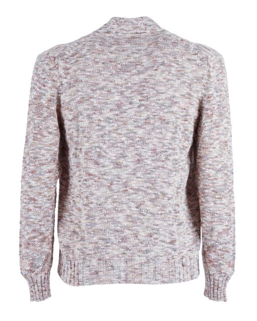 Sette Fili Cashmere Pink Tweed Button-Up Jacket, Plain Knit With Polo Collar And Pockets Cotton