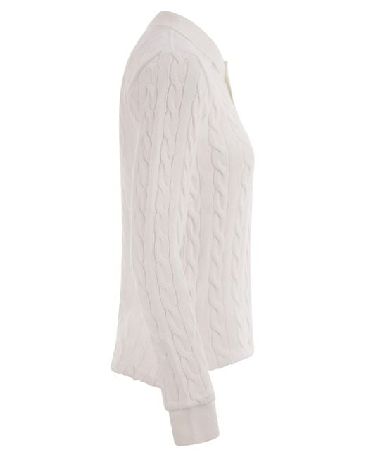 Polo Ralph Lauren White Plaited Cotton Polo Shirt