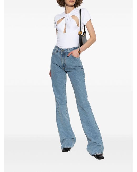 Coperni White Twist-Detail Short-Sleeve Top
