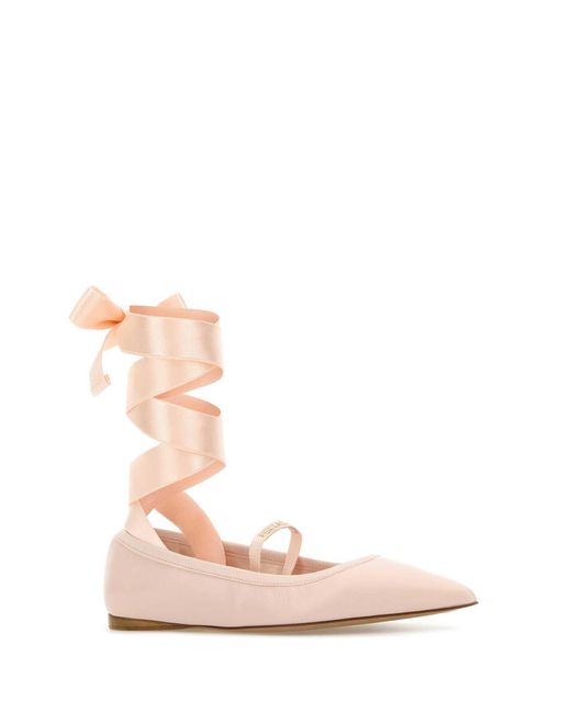 Ferragamo Pink Salvatore Pastel Leather Carice Ballerinas