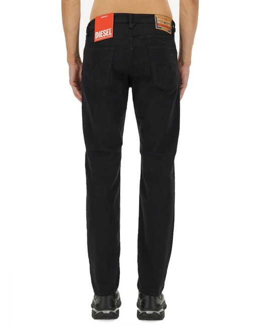 DIESEL Black Straight Mid Rise Jeans for men