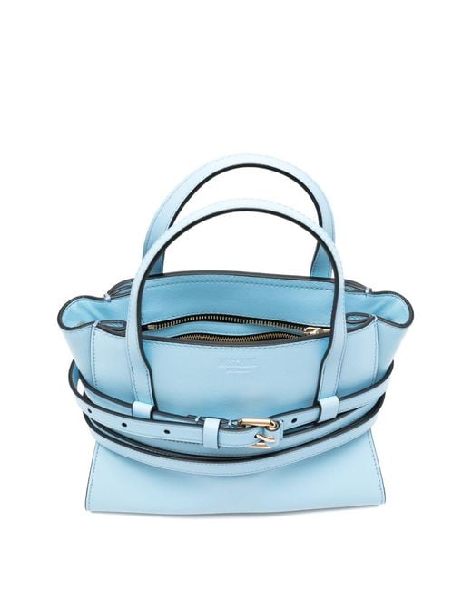 Moschino Blue Tie Me Small Leather Handbag