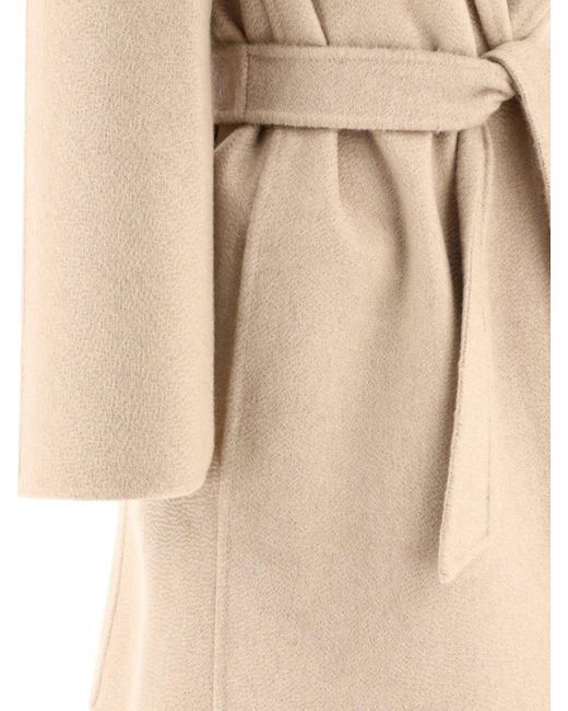 Short Cashmere Wrap Coat di Max Mara in Natural