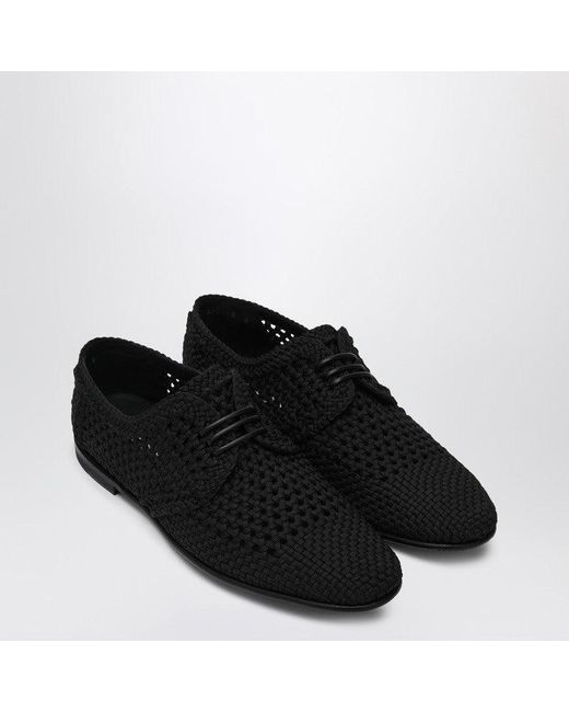 Dolce & Gabbana Black Crochet Lace-Up Shoes