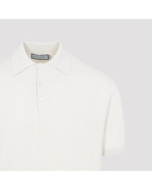 Canali White Cotton Polo