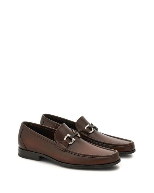 Ferragamo Brown Gancini Leder -Slipper