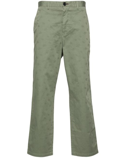 Paul Smith Green Monogram-Jacquard Straight Trousers for men