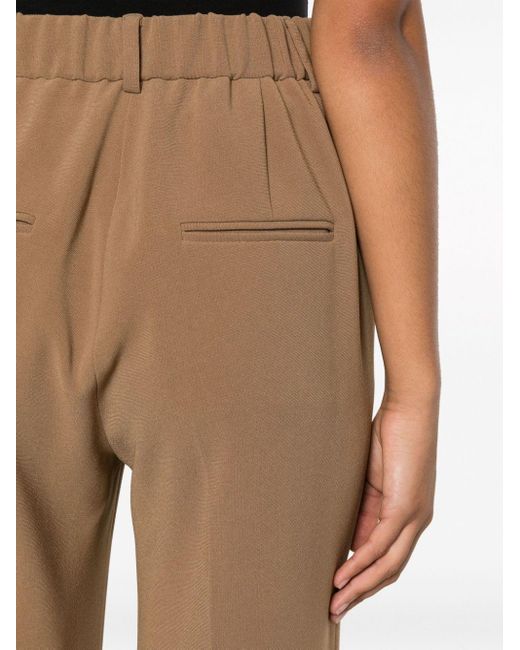Alberto Biani Brown Crepe High-Waist Flared Trousers