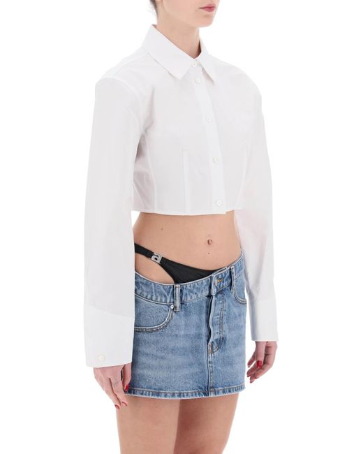 Shirt di cotone strutturato corto di Alexander Wang in White