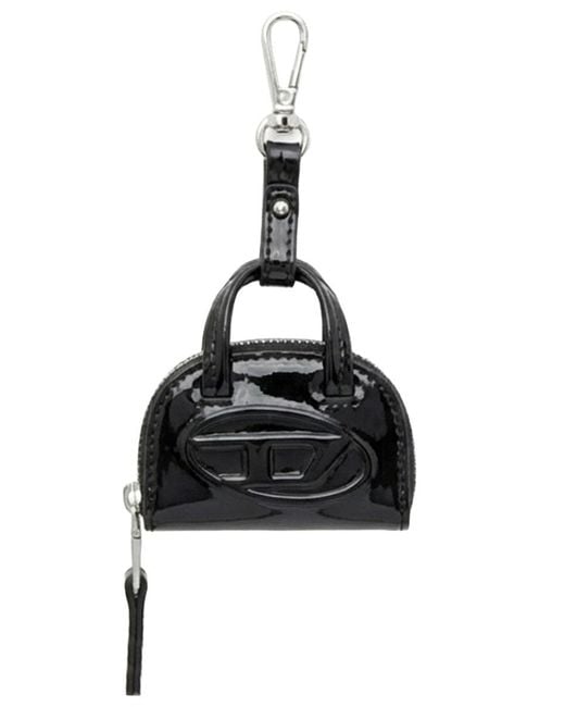 DIESEL Black Keychain "1 Dr Dome"